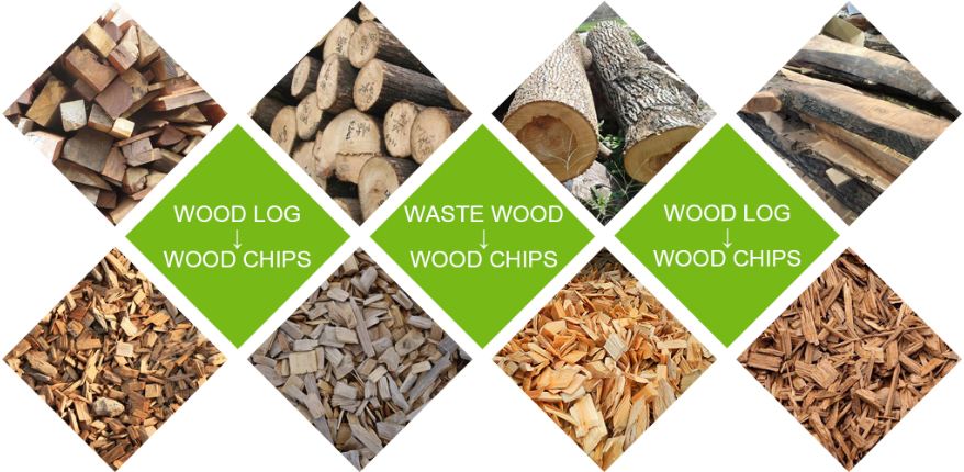 raw material to wood chip